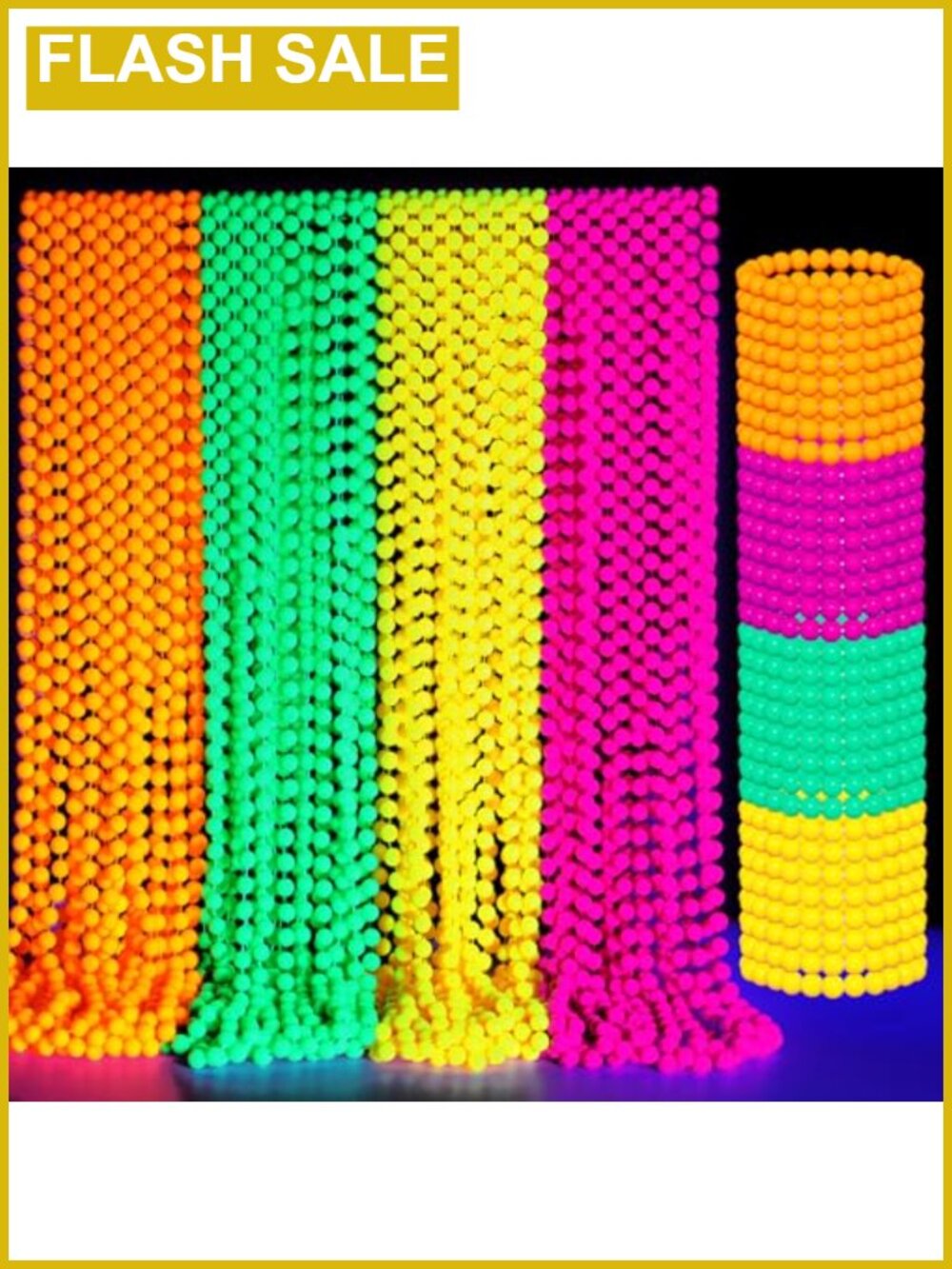 Neon Bead Necklace and Bracelet Set 96 Piece Glow Party Favors
